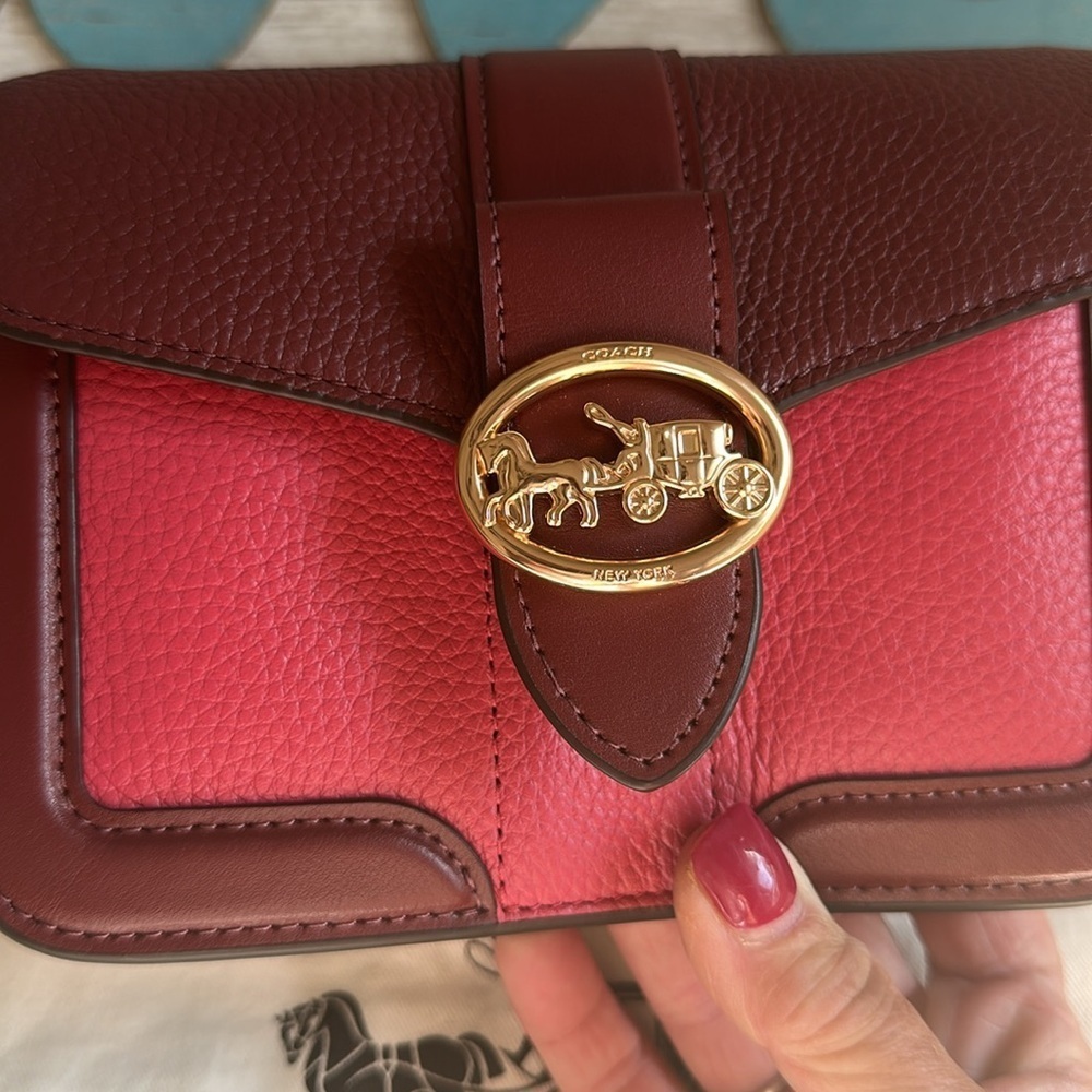 COACH NWOT Georgie Crossbody Oxblood & Wine Leather Mini Clutch Bag 7287 - Picture 11 of 17